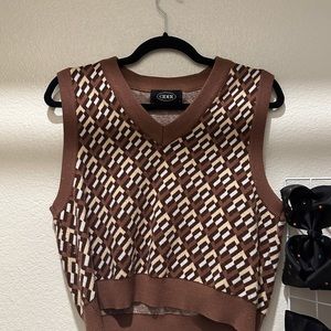 Cider Brown and Cream Sweater Vest